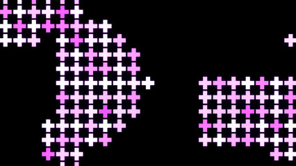 Poster - Abstract mosaic purple pattern on a black background. Design. Moving cross shaped tiles randomly moving clouds.