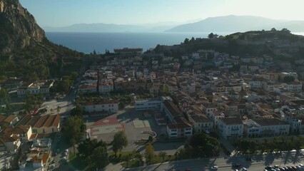 Wall Mural - Aerial view of the city  Nafplion in Greece on a sunny day in autumn