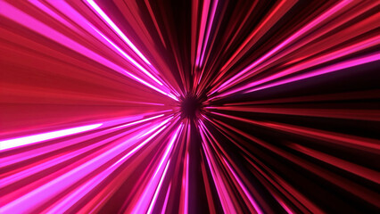 Poster - Abstract hyperspace background. Motion. Speed of light, neon glowing rays and stars in motion.