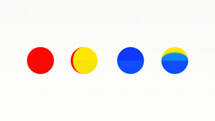 Poster - Abstract dynamic background of the four circles changing colors fast on a white background. Motion. Geometric figures in motion.