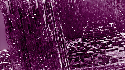 Poster - Flying into digital technologic tunnel with 3D big data objects. Motion. Technological and connection motion background, concept of artificial intelligence.