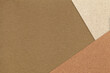 Texture of dark brown craft color paper background with beige and umber border. Vintage abstract coffee cardboard.