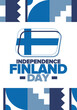 © Iuliia Pilipeichenko - Finland Independence Day. Finnish national happy holiday, celebrated annual in December 6. Finland flag. Patriotic elements. Poster, card, banner and background. Vector illustration