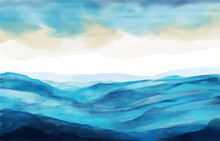 Rock Mountain Watercolour Landscape, Vector Background