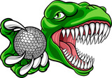 Fototapeta Pokój dzieciecy - Dinosaur Golf Player Animal Sports Mascot