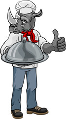 Canvas Print - Rhino Chef Mascot Cartoon Character