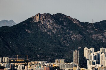 Sticker - Beautiful cityscape with modern buildings on a sunny morning, Victoria Peak in Hong Kong