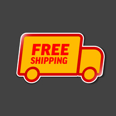 Canvas Print - Free delivery shipping label tag sticker with car icon