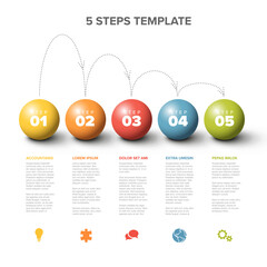 Poster - Minimalistic five steps template with color bouncing balls