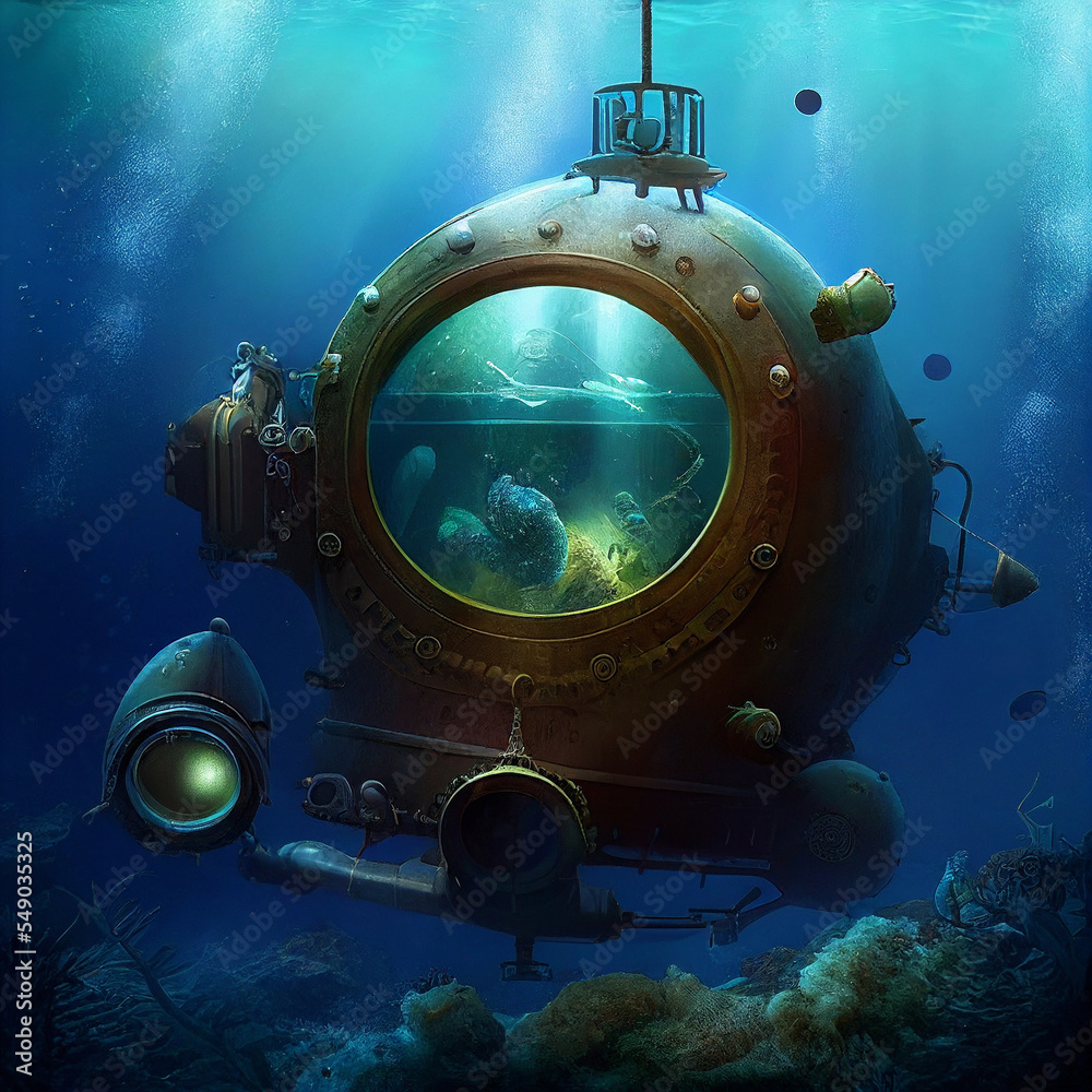 Adventure and exploration of the depth sea with a bathyscaphe ...