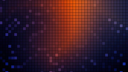 Poster - Abstract kaleidoscopic background with squares. Motion. Transforming dark orange squared silhouettes.