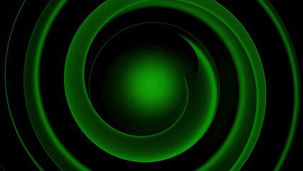 Poster - Abstract green spherical objects with ripples around. Design. Swirling colorful background with hypnotic effect.