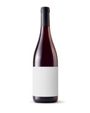 Fototapeta Sypialnia - Red wine bottle with blank label on white background. Easily apply your custom design on the label.