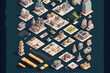 City Map Constructor Isometric Elements Collection