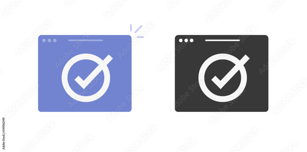 Digital checkmark vote complete icon, online task completed check mark ...