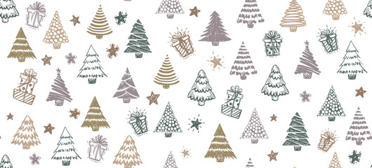 Wall Mural - christmas tree hand drawn illustrations. vector.