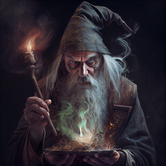 Poster - Old wizard casting a pestilence spell