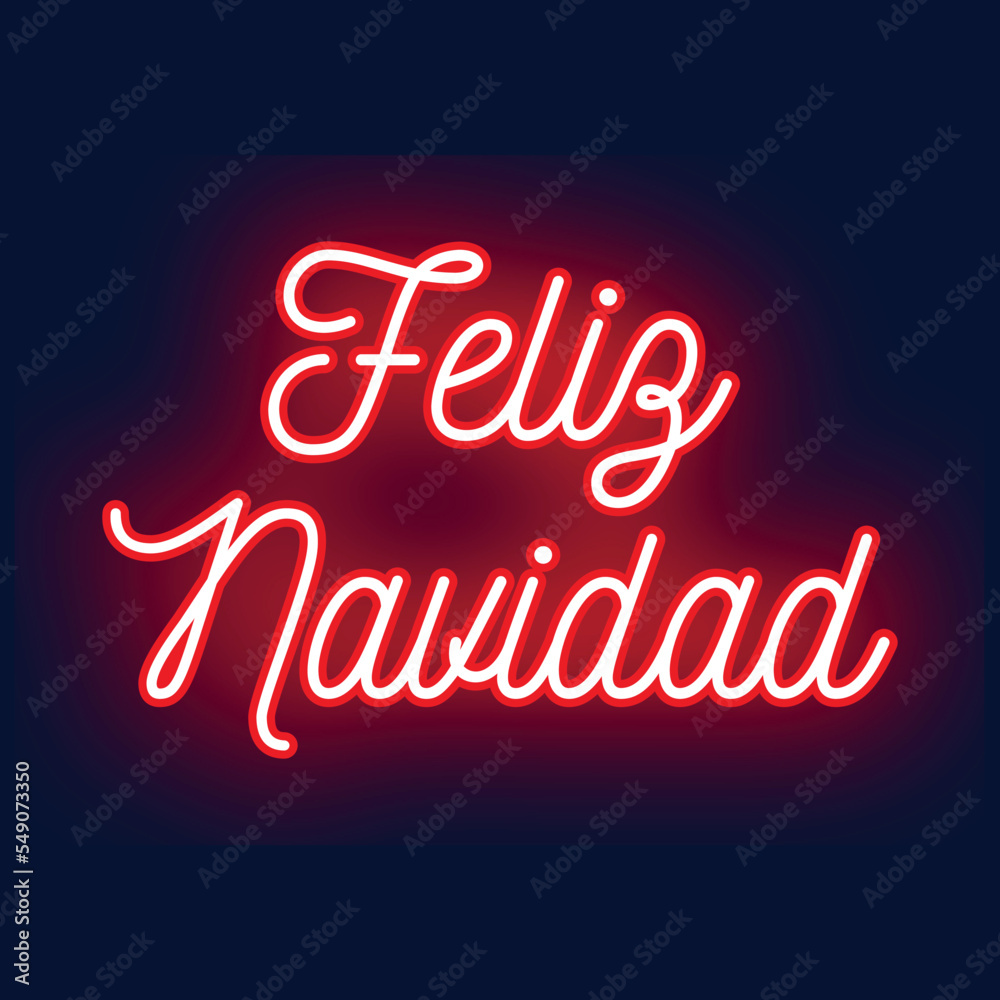 Texto feliz navidad neon color rojo Stock Vector | Adobe Stock, image size:1000x1000