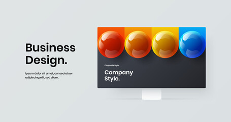 Vivid computer display mockup web banner illustration. Clean landing page design vector concept.