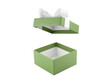 © andy0man - open empty green gift box with ribbon bow (lid floating) isolated on white