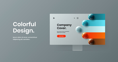 Vivid desktop mockup site screen layout. Isolated web banner vector design template.