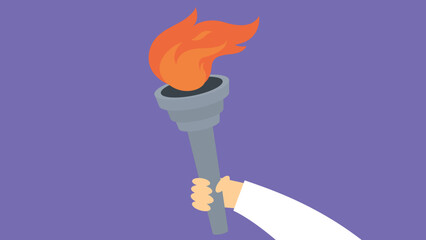 Olympic flame, torch in hand, flame