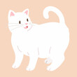 © YouStore - Simple and adorable illustration of happy white cat talking flat colored