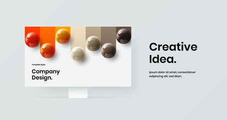 Colorful landing page vector design template. Bright computer monitor mockup website illustration.