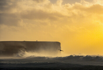 storm over the sea, Orkney islands.