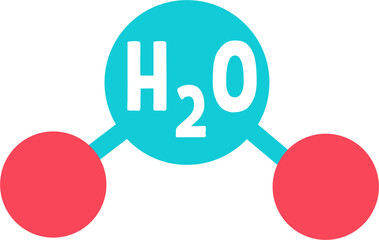 Poster - Chemical compound semi flat color vector object. Full sized item on white. Hydrogen and oxygen atoms combination. Simple cartoon style illustration for web graphic design and animation