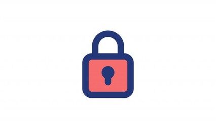Poster - Animated lock color ui icon. Digital security and safety. Cybersecurity. Seamless loop HD video with alpha channel on transparent background. Simple filled line RGB pictogram animation