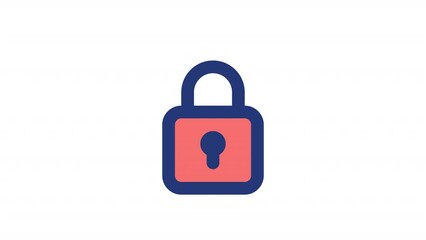 Poster - Animated closing lock color ui icon. Cybersecurity. Wrong password. Account access. Seamless loop HD video with alpha channel on transparent background. Simple filled line RGB pictogram animation
