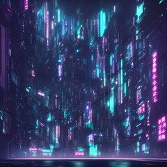 Wall Mural - Cyberpunk megapolis at night