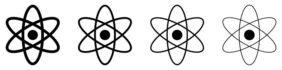 Wall Mural - atom icon in flat design. set of black symbols of molecule or atom. vector illustration. education c