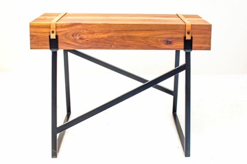 Closeup of a wooden table isolated on a white background