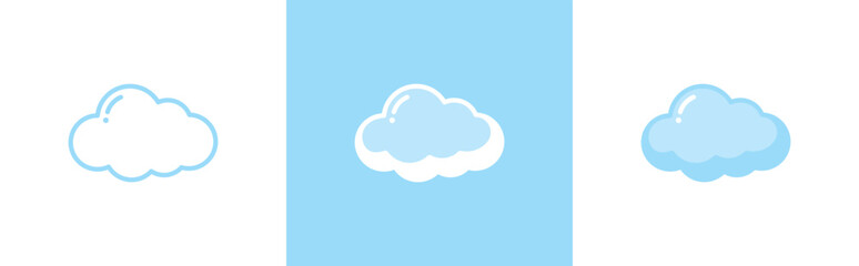 Fototapete - Cloud icon. Fluffy cloud symbol signs stickers, vector illustration