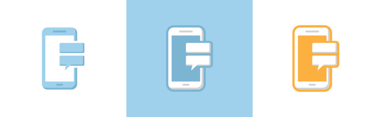 Poster - phone with bubble text message icon. smartphone conversation message text symbol signs, vector illus