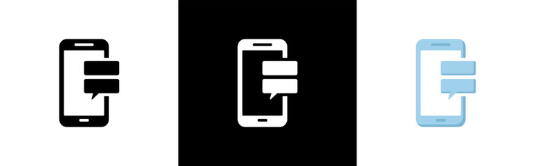 Poster - phone with bubble text message icon. smartphone conversation message text symbol signs, vector illus