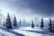 Beautiful winter landscape untouched snow in blueish light