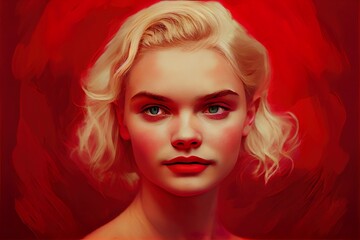 Wall Mural - of a blonde girl on, a person with red hair, illustration with nose hair