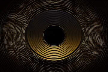 Wall Mural - circular abstract black metal background, a circular pattern with a circle in the center, illustration with amber lighting