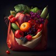 fresh fruits and vegetables in, a basket of fruits, illustration with food fruit