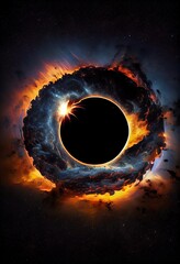 Wall Mural - black hole as ring of, a large explosion in space, illustration with atmosphere flash