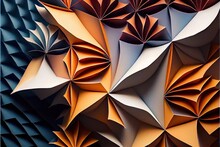 Bstract Origami Pattern, A Group Of Colorful Paper, Illustration With Brown Creative