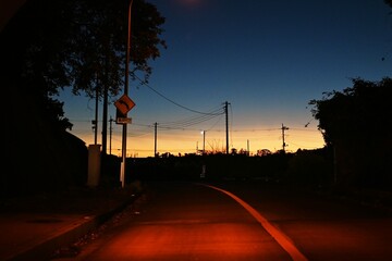 Sticker - Morning glow silhouette at sunrise. Natural background material.