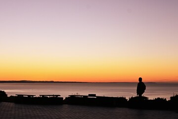 Poster - Morning glow silhouette at sunrise. Natural background material.