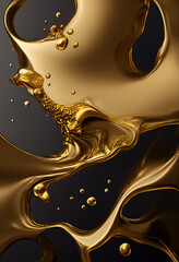 abstract gold liquid background created with generative ai technology