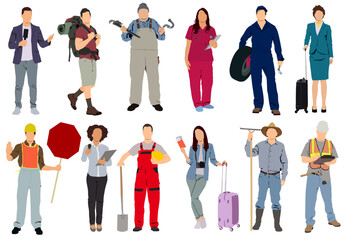 Wall Mural - Crowd of people of different profession