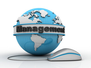 Poster - 3d rendering management globe connected mouse