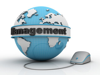 Poster - 3d rendering management globe connected mouse